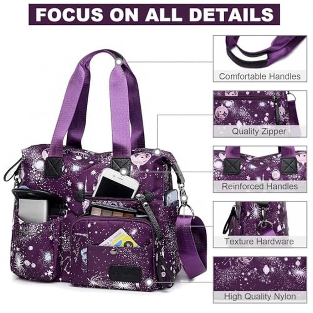 Bag Women: Premium Nylon Tote Handbag with Multiple Pockets – Close-up Detail