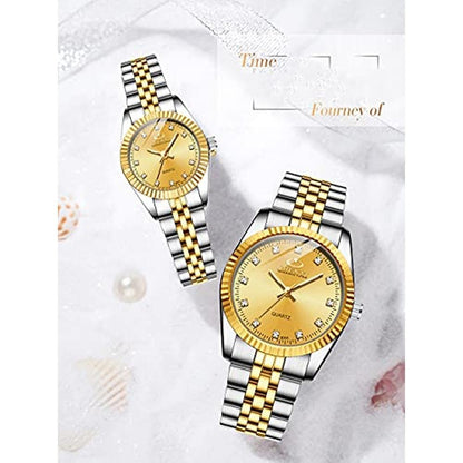 MASTOP Couple Watches: Swiss Brand Golden Watch Men Women – In Use