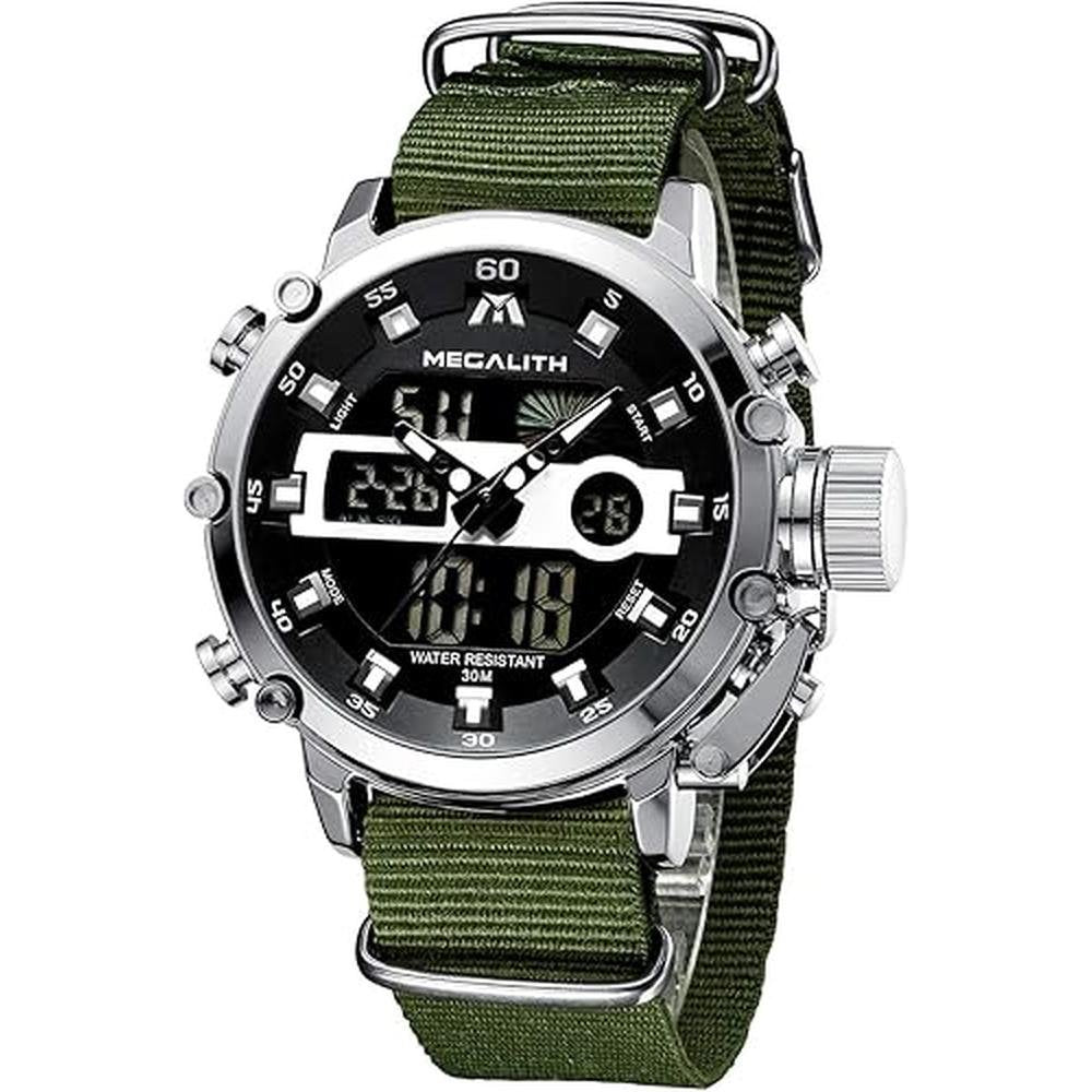 Megalith Mens Watches: Chronograph Waterproof Digital – Front View