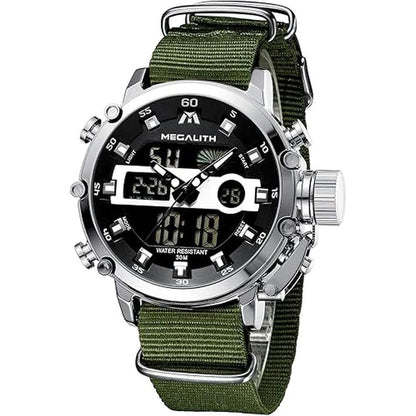 Megalith Mens Watches: Chronograph Waterproof Digital – Front View