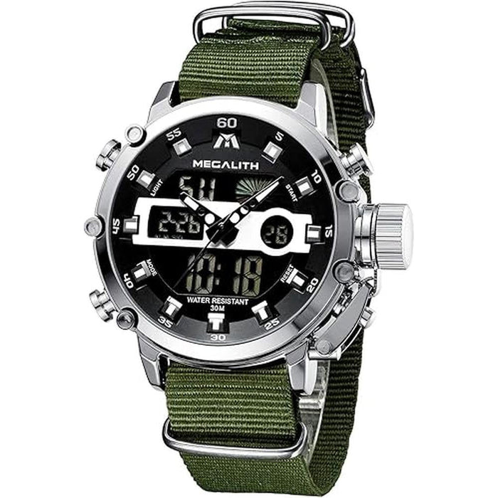 Megalith Mens Watches: Chronograph Waterproof Digital – Front View