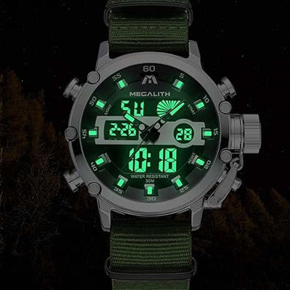 Megalith Mens Watches: Chronograph Waterproof Digital – Side View