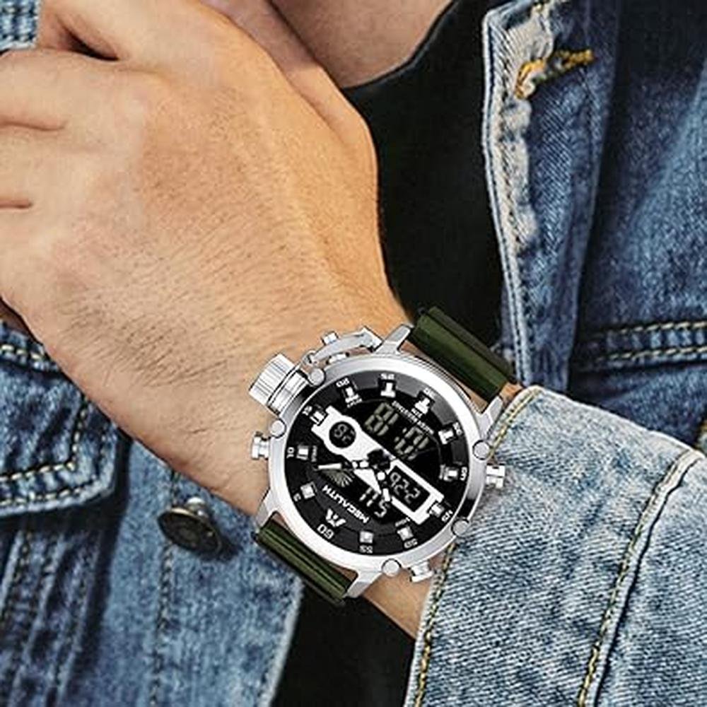 Megalith Mens Watches: Chronograph Waterproof Digital – Close-up Detail