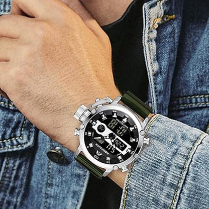 Megalith Mens Watches: Chronograph Waterproof Digital – Close-up Detail