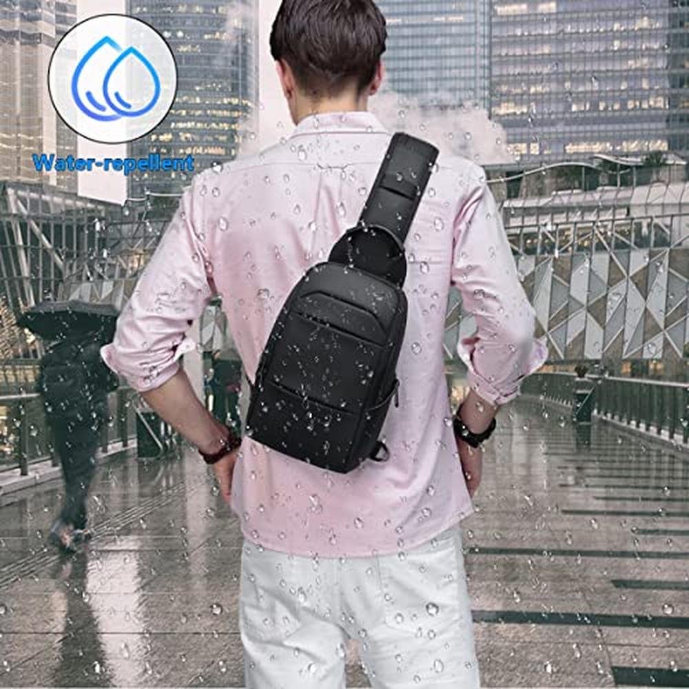 Messenger Bag: Premium Men's Small Black Sling Crossbody – Side View