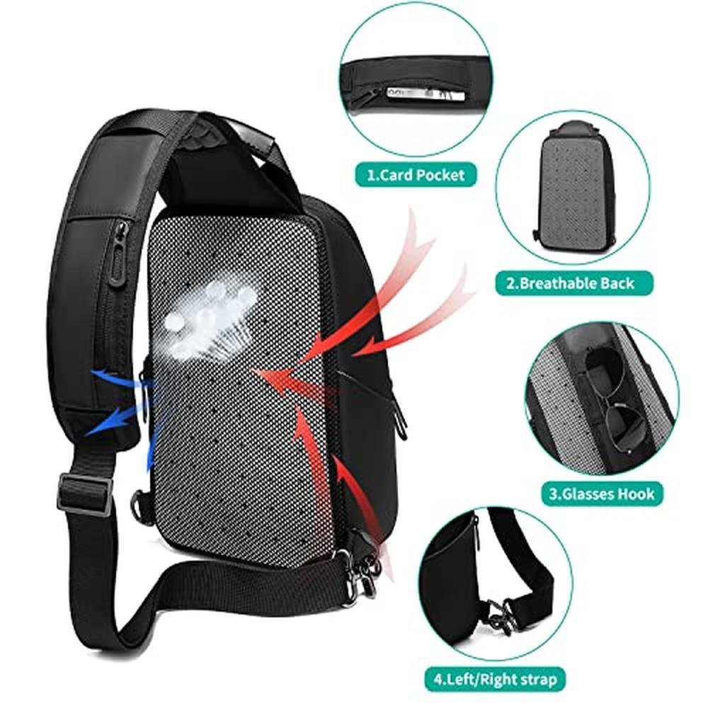Messenger Bag: Premium Men's Small Black Sling Crossbody – In Use