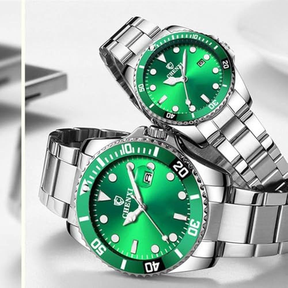 MASTOP Couple Watches: Classic Golden Stainless Steel Watch – Side View
