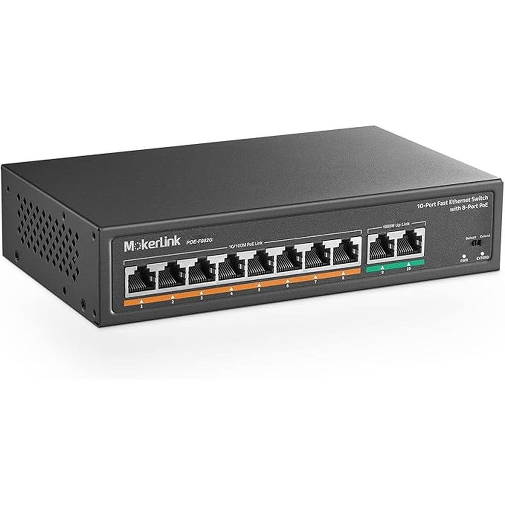 MokerLink 8 Port PoE Switch with 2 Gigabit Uplink – Front View