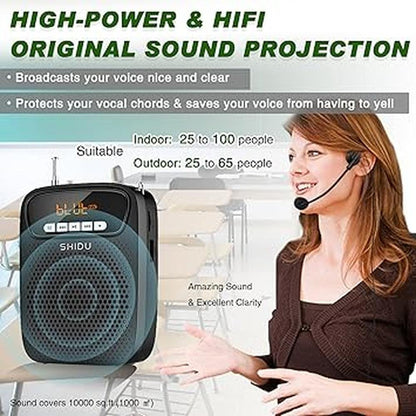 Portable Voice Amplifier: USA Warehouse BMB07SH6DS6G 15W – Side View