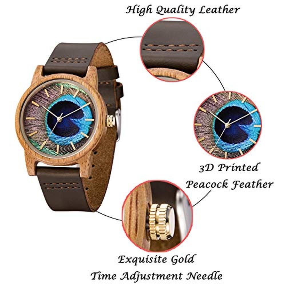 Wooden Watch: MUJUZE UW1008Mango 40mm Unisex Natural – Close-up Detail