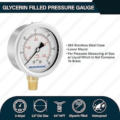 Measureman 2inch: MEASUREMAN 2-1/2inch Dial Size Liquid – Close-up Detail