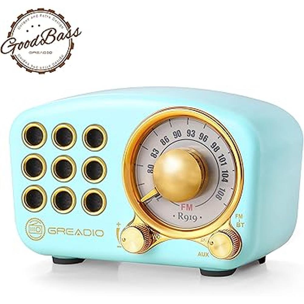 Bluetooth Radio: Greadio FM Radio Vintage Style Strong Bass – Front View