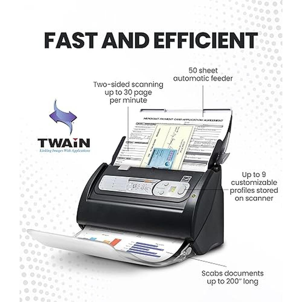 Document Scanner: Plustek PS188 High Speed Double-Sided – Side View