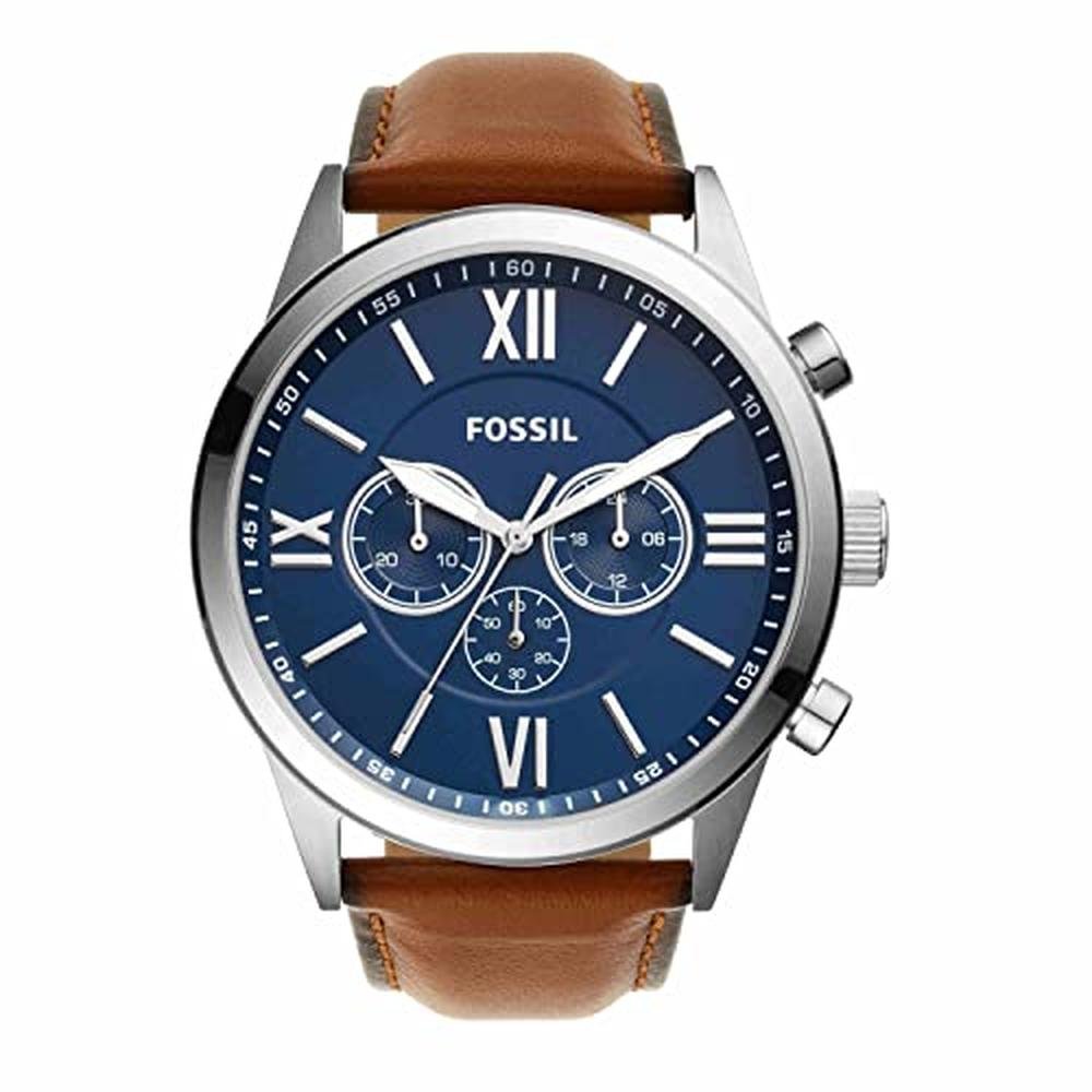 Flynn Chronograph: Brown Leather Watch – Front View