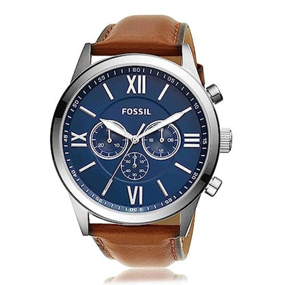 Flynn Chronograph: Brown Leather Watch – Close-up Detail