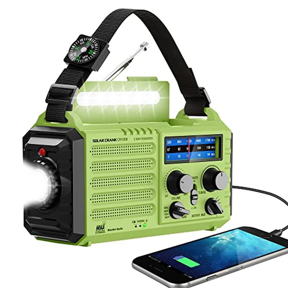 Radio Charger: Eoxsmile Emergency Weather Radio with Solar – Front View