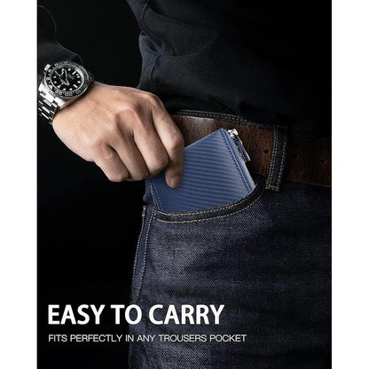 Huztencor Zipper Wallet: Huztencor Men's RFID Blocking – Side View