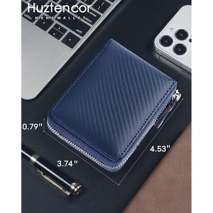 Huztencor Zipper Wallet: Huztencor Men's RFID Blocking – Close-up Detail