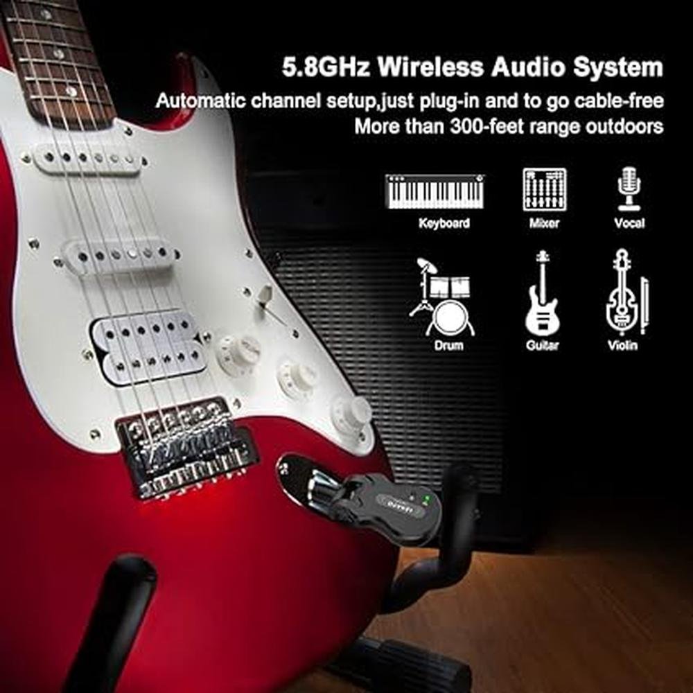 Wireless Guitar Transmitter: LEKATO 5.8GHz Rechargeable – In Use