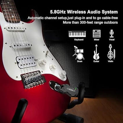 Wireless Guitar Transmitter: LEKATO 5.8GHz Rechargeable – In Use