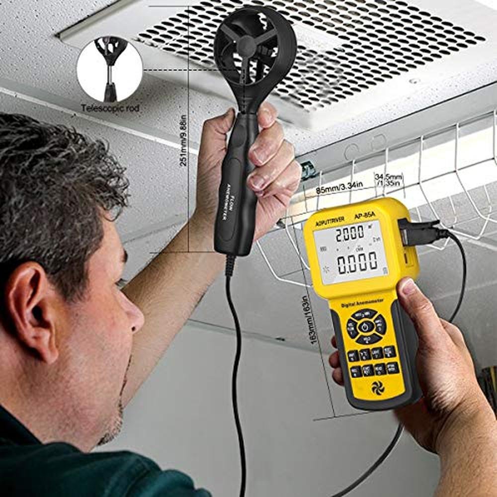 Pro HVAC Anemometer Handheld CFM Meter Wind Speed Meter – In Use