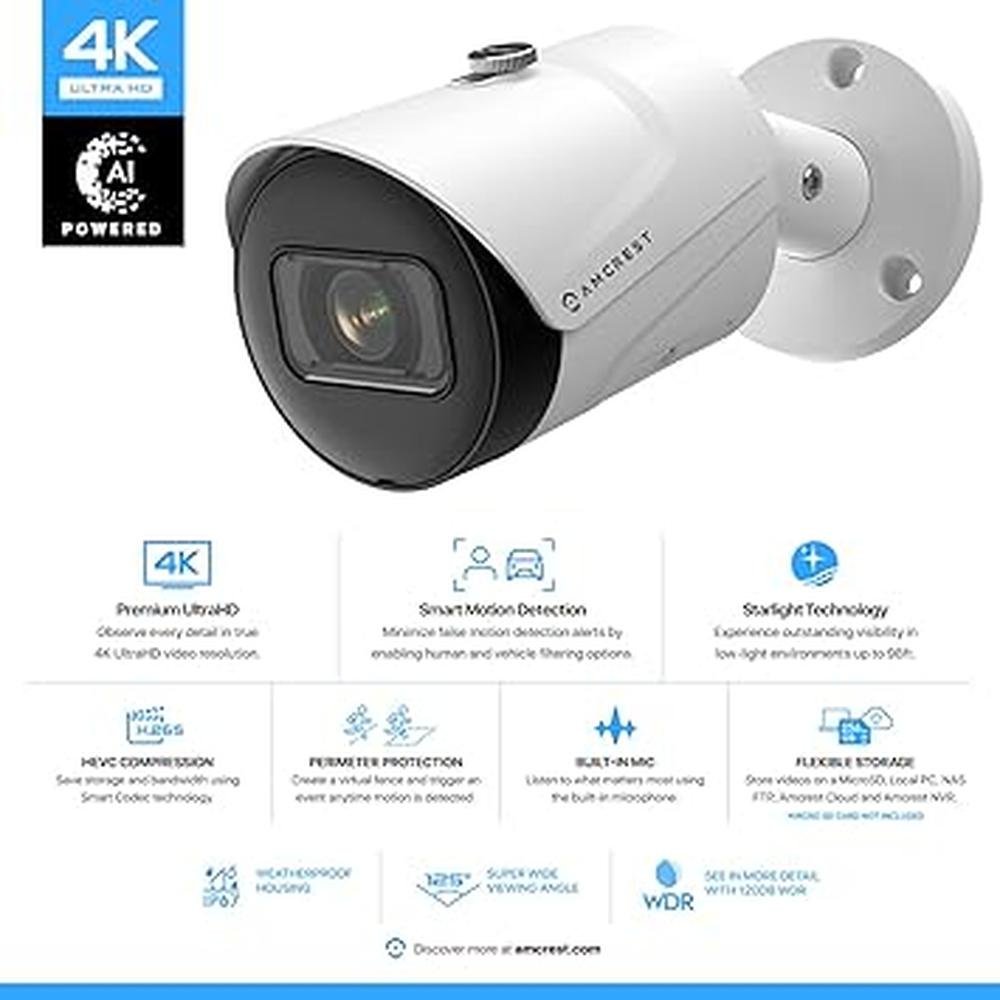 Camera Ultrahd: Amcrest IP8M-2496EW-AI-V3 8MP Outdoor – Side View