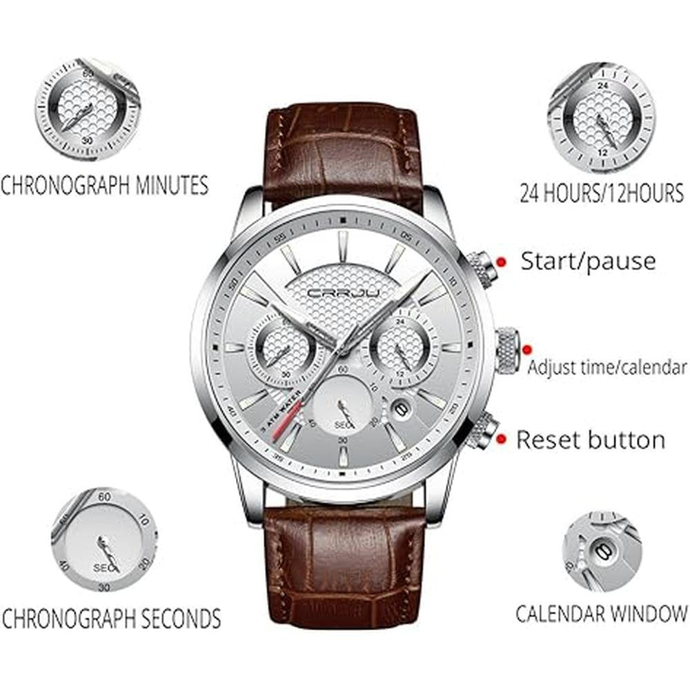 CRRJU Men's Business Casual Chronograph Quartz Waterproof – Close-up Detail