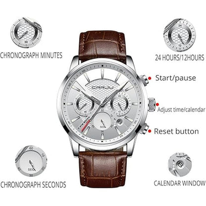 CRRJU Men's Business Casual Chronograph Quartz Waterproof – Close-up Detail