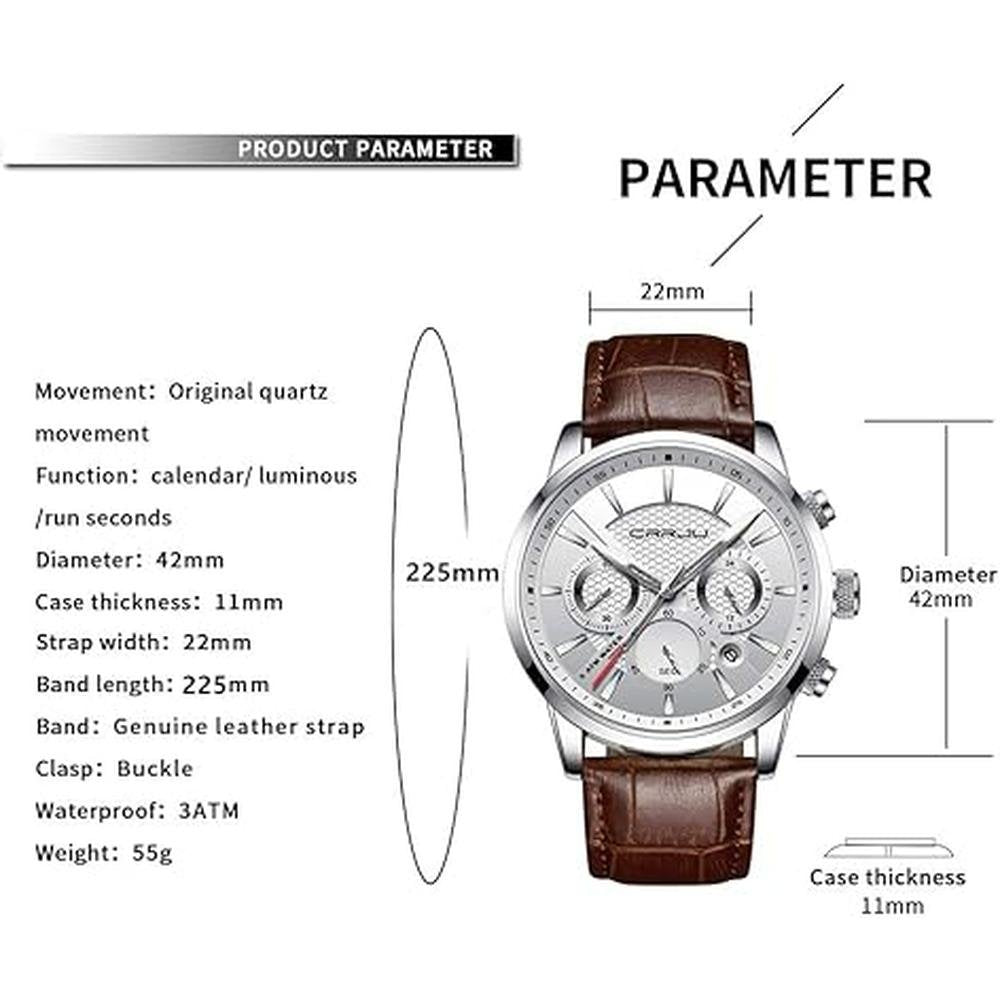 CRRJU Men's Business Casual Chronograph Quartz Waterproof – Packaging