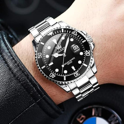 Olevs Luxury Watches for Men: Big Face Stainless Steel – Side View