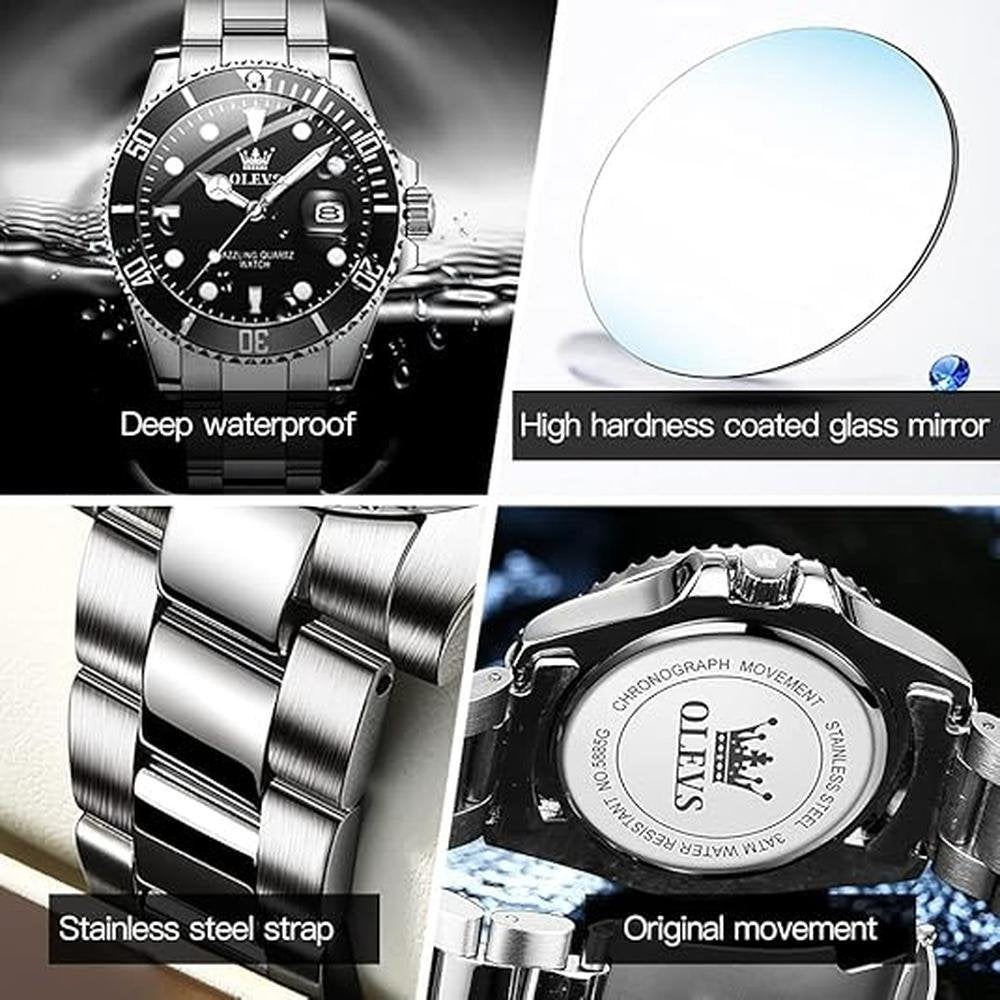 Olevs Luxury Watches for Men: Big Face Stainless Steel – In Use