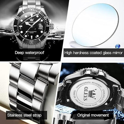 Olevs Luxury Watches for Men: Big Face Stainless Steel – In Use