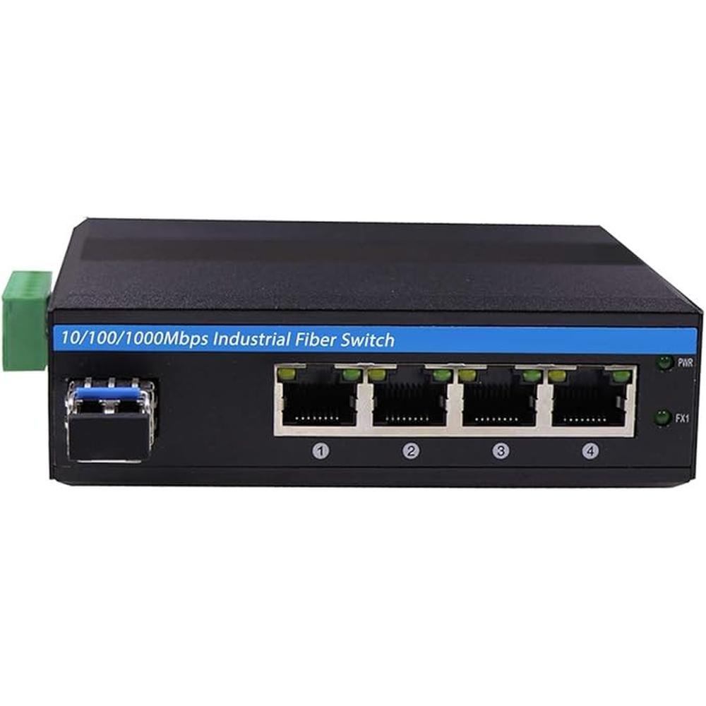 Harsh Outdoor 5-Port Gigabit Ethernet Fiber Converter – Front View