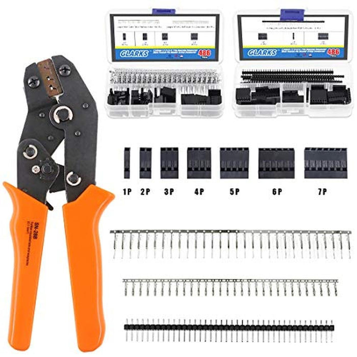 Connector Pin: Glarks 486Pcs Wire Crimper Plier with – Front View