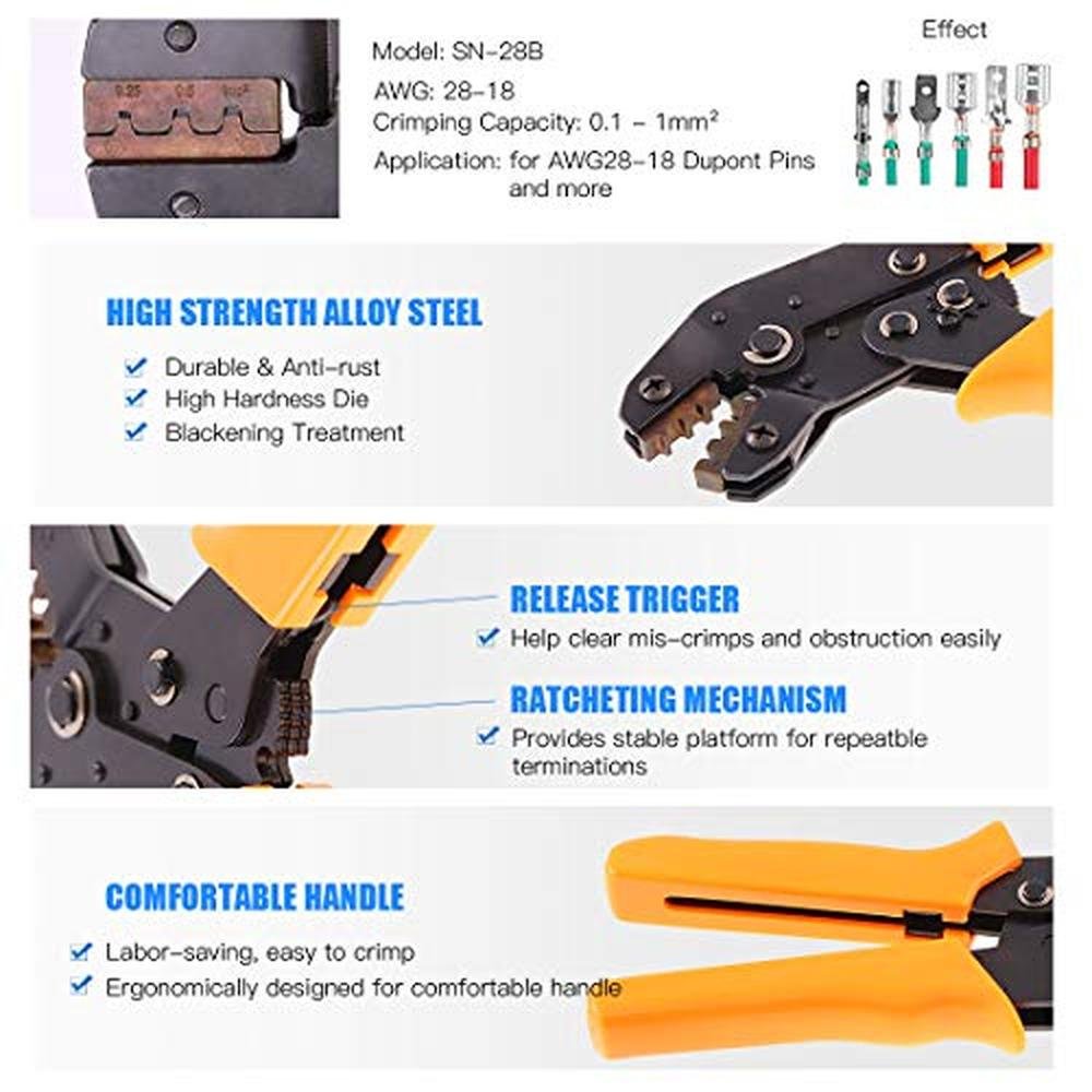 Connector Pin: Glarks 486Pcs Wire Crimper Plier with – Close-up Detail