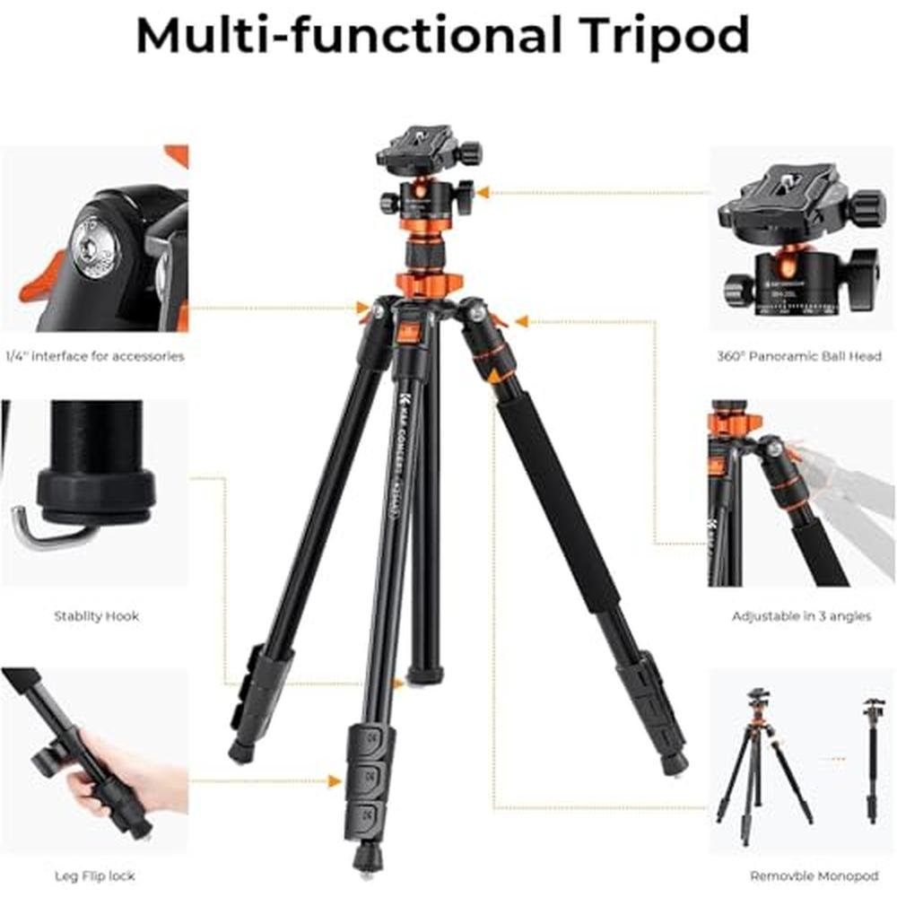 Tripod Concept: K&F CONCEPT 78 Inch Camera Tripod Compact – Side View