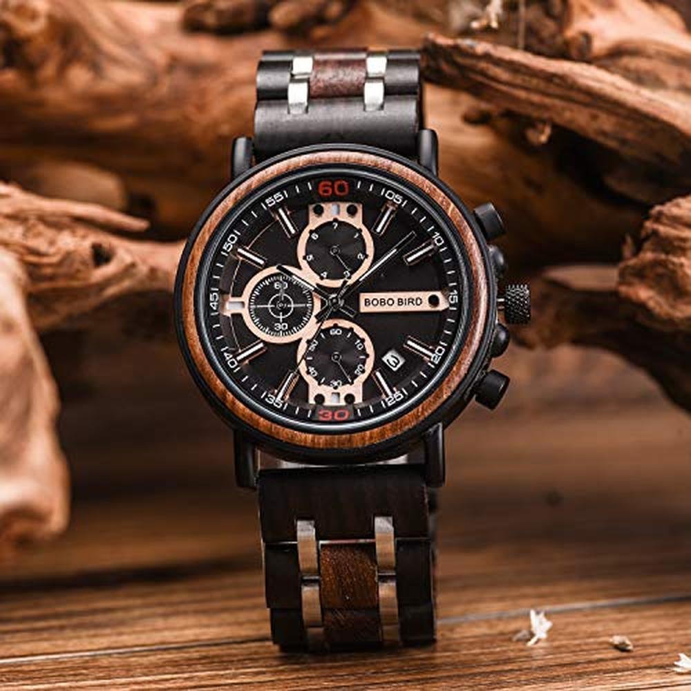 BOBO BIRD S18-1 Men's Wood Watch – Close-up Detail