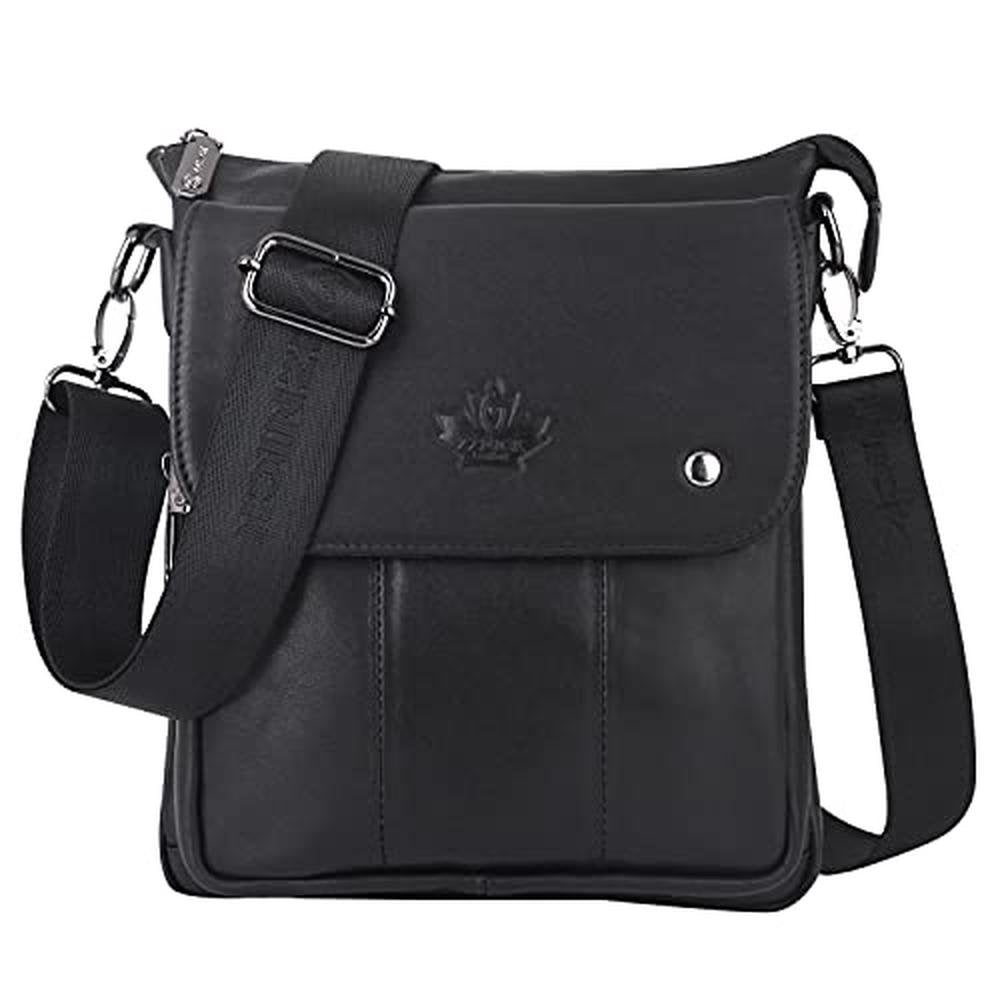 ZZNICK Genuine Leather Messenger Bag – Front View