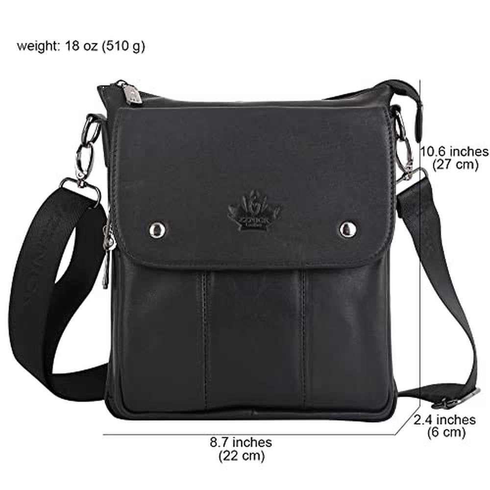 ZZNICK Genuine Leather Messenger Bag – Side View