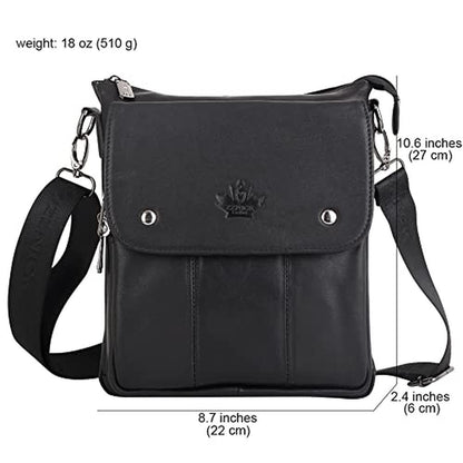 ZZNICK Genuine Leather Messenger Bag – Side View