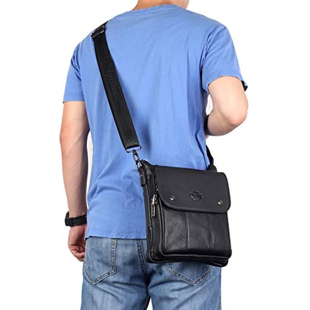 ZZNICK Genuine Leather Messenger Bag – In Use