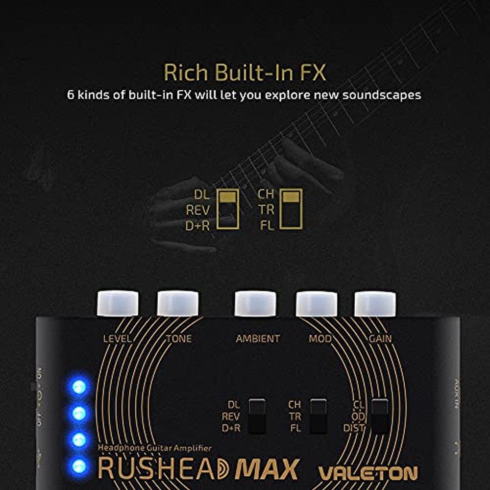 Valeton Rushead Max: Portable Pocket Guitar Bass Headphone – Close-up Detail