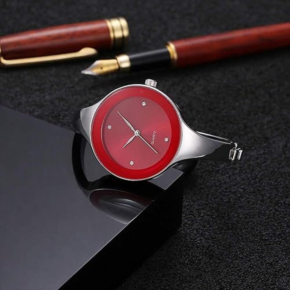 Luxury Ladies Watch: Weicam Stainless Steel Bangle Wrist – In Use