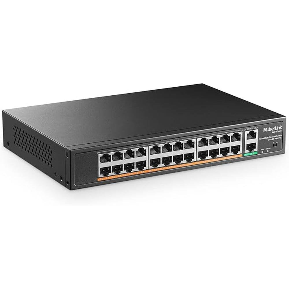 MokerLink 24 Port PoE Switch with 2 Gigabit Uplink Ethernet – Front View