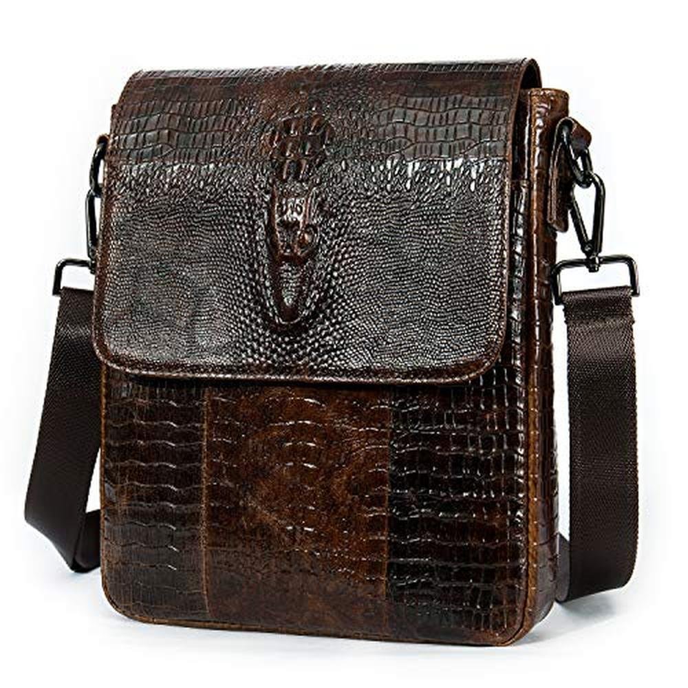 NIUCUNZH Leather Flap Messenger Bag – Front View