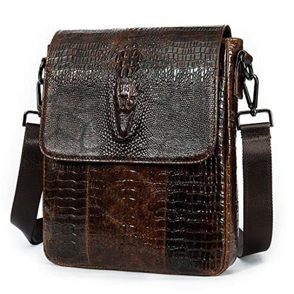 NIUCUNZH Leather Flap Messenger Bag – Front View