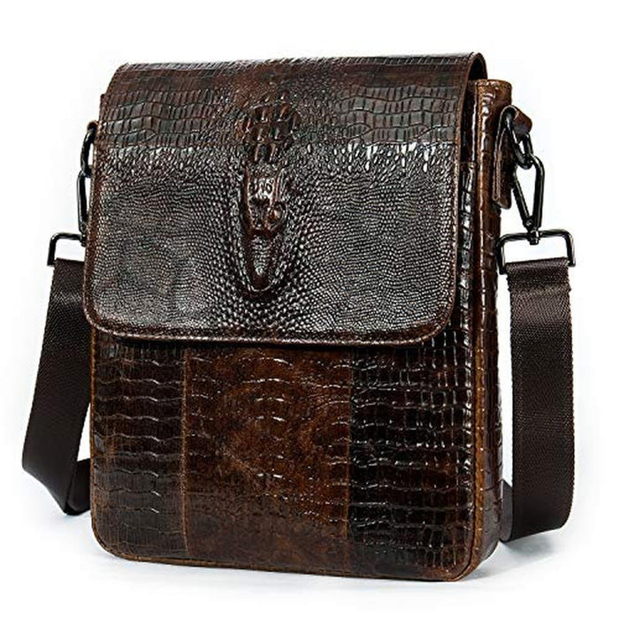 NIUCUNZH Leather Flap Messenger Bag – Front View