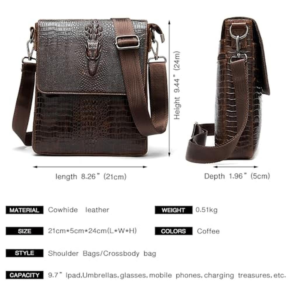 NIUCUNZH Leather Flap Messenger Bag – Side View