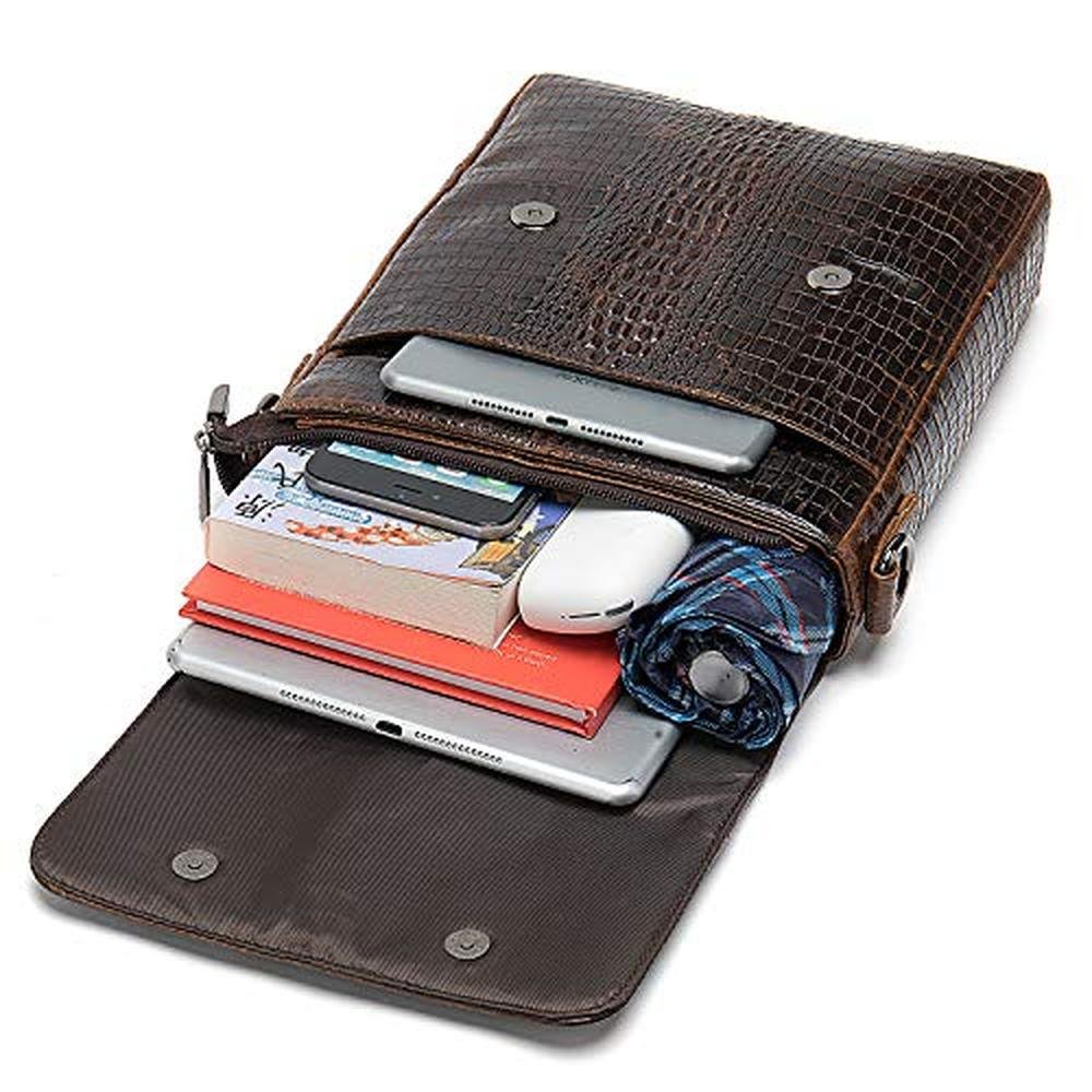 NIUCUNZH Leather Flap Messenger Bag – Close-up Detail
