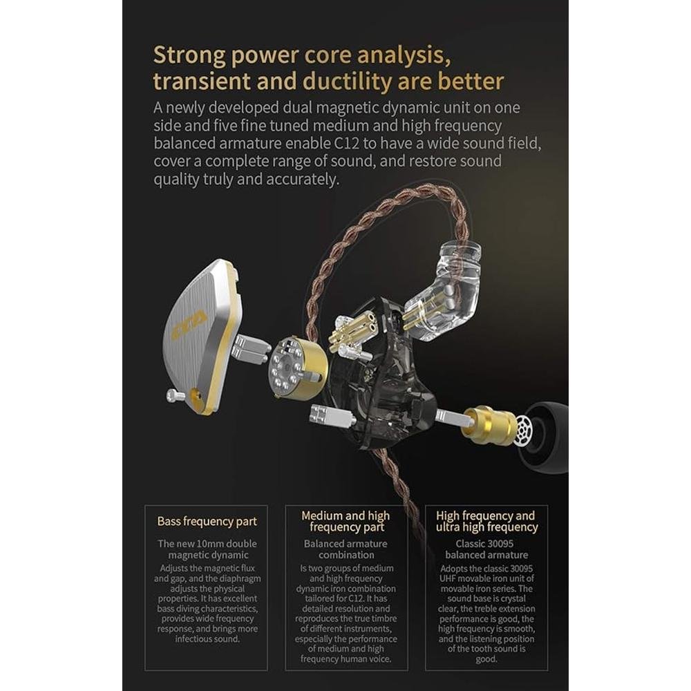 CCA C12 in-Ear Monitors: 5BA+1DD Hybrid HiFi Stereo Noise – In Use